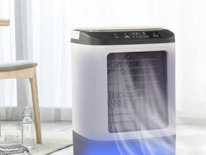 ABLUSER Portable Air Conditioner 3 Wind Speeds USB Rechargeable Oscillation Evaporative Quiet Fast Cooling Air Personal Conditioner with Humidifier for Home Office Bedroom Travel Camping (White)