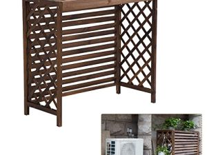 YINGYING Air Conditioner Fence Screen Solid Wood Flower Rack Shutters Conditioning Cover for Outside Unit Brown Plant Stand Anti-Corrosion Privacy
